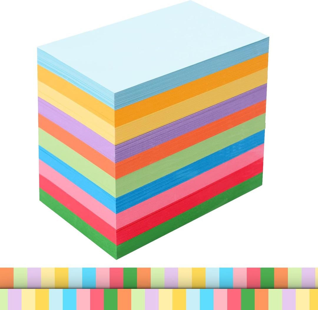 600 Count Colored Blank Index Cards, Unlined Index Cards 3x5Flash Cards Learning Memo Scratch Pad, Heavy Notecards for Studying School Office Supplies