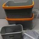 Laundry Basket Set with Handles, 3 Ventilated Plastic Baskets (30L, 17L & 4L Clip-On) and 55L Collapsible Mesh Hamper, Nestable Storage Design (Gray), Standard Size