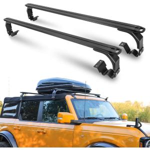 Heavy Duty Roof Racks Cross Bars Compatible with for Ford Bronco Soft Top 2/4 Door 2021 2022 2023 2024 2025 2026 Aluminum Rooftop Crossbars Rails Luggage Racks Ski Bike Snowboard Cargo Carrier
