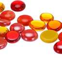 MECCANIXITY Glass Beads,36pcs Flat Glass Gemstone 0.44lbs (0.67-0.87") Glass Marbles Pebbles for Vase Fillers Aquarium Decor DIY Craft(Orange/Red/Orange/Yellow/Deep Red)