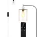 Wio-Mio Industrial Floor Lamp with Glass Shade, Modern Dimmable Floor lamp with Remote LED Bulbs, Tall Lamp for Living Room Corner, Bedroom, Office (Brushed Nickel)