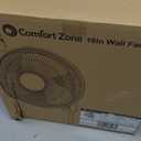 Comfort Zone Oscillating Wall Mount Fan with Adjustable Tilt, 16 inch, 3 Speed, Metal Grille, 90 Degree Oscillation, Airflow 14.07 ft/sec, Ideal for Home, Bedroom, Gym & Office, CZ16W