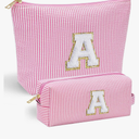 YOOLIFE Valentines Day Gifts for Kids Teen Girls Women | Initial Makeup Bag | Pink Cosmetic Bag Travel Bags | 11 12 13 14 15 16 Years Old Girl Gift Teacher Gift Teen Girl Gifts Trendy Stuff A