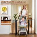 Mumeasy Baby Gate Extra Wide, 29.5-51'' Pressure Mounted Dog Gate with Walk Thru Door, Auto Close Pet Gate for House, Stairs, Doorways, Black, 29.7-51"W x 30"H
