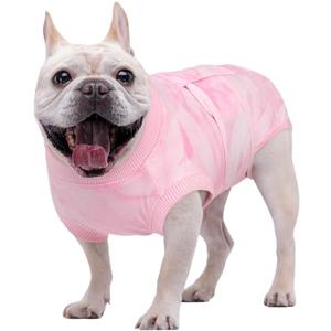 Kuoser Dog Surgery Recovery Suit, Anti Licking Surgical Suit for Dogs Male Neuter, Soft Dog Surgery Suit Female Spay Subsititute E-Collar Cone, Doggie Body Suits After Surgery Pink Tie Dye S