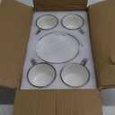 Tea Cups and Saucers with Silver Trim, 6.76 Ounce White Porcelain Tea Set & Coffee Cups for Latte, Cafe Mocha - Set of 4, Porcelain Mugs for Kitchen or Cafe (White and Silver)