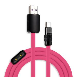 chubbycable Black Chubby Pro - Samurai Cable 120W USB-C Cable Silicone Fast Charging USB C Charger Cord Compatible with iPhone 17-15 Series iPad Galaxy Series, Rose Red, USB-A to Type-C, 6.6FT