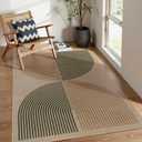 Lahome Modern Rainbow Easy Jute Office Rug, Washable Rugs 4x6 for Living Room Bedroom Farmhouse Kitchen Mats for Floor, Contemporary Non Slip Floor Carpet for Entryway Backyard Sunroom (Nature/Bi-color Rainbow)