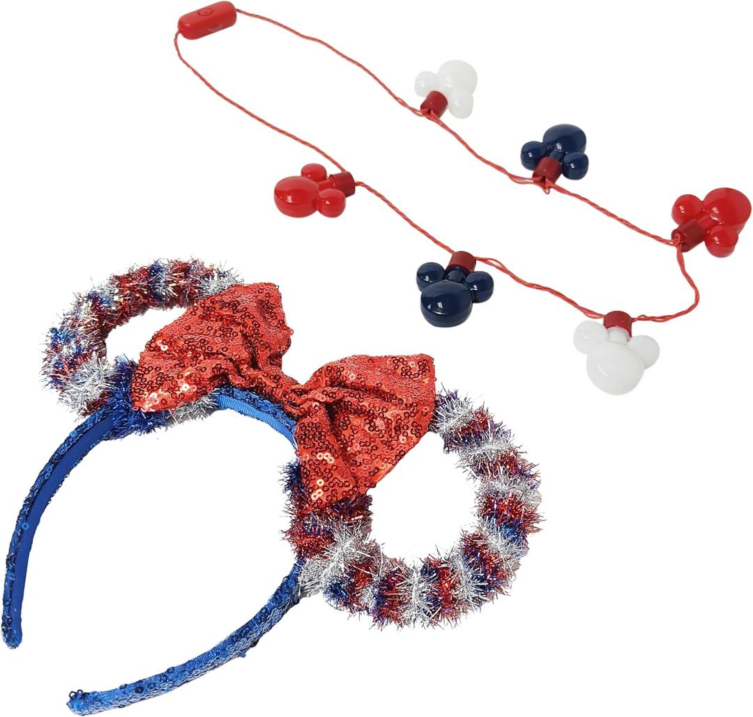 Disney Minnie Christmas Headband and Light-Up Necklace Set  Kids Holiday Accessory Gift Set, Ages 3+