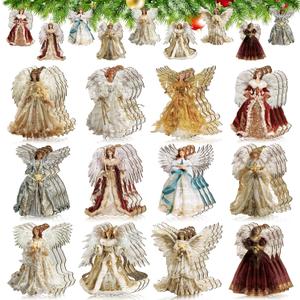 Syhood 36 Pcs Angel Christmas Ornaments for Tree Wooden Christmas Tree Decoration Set Retro Small Angel Hanging Decorations Figure for Crafts Gift Holiday Tags Party (Vintage Angels)