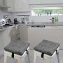 HFCNMY Bar Stool Cushions Square, 2 Pack Thick Square Seat Cushion Bar Stool Covers Kitchen Dining Chair Pads Padding with Ties Removable 12 in Gray