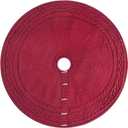 48-Inch Cable Sweater Knit Christmas Tree Skirt with Wooden Toggles, Burgundy