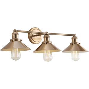JONATHAN Y JYL7431A August 26.5" 3-Light Metal Shade Farmhouse Sconce Contemporary Transitional 2200K Edison 25W Bulbs Included for Bedroom Living Room Bathroom, Vanity Lighting, Brass Gold