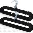 Velvet Pant Hangers Non Slip 20 Pack Black Velvet Hangers Plastic Rectangular Slim Velvets Hanger with 10 Hooks for Jean, Bra, Shorts