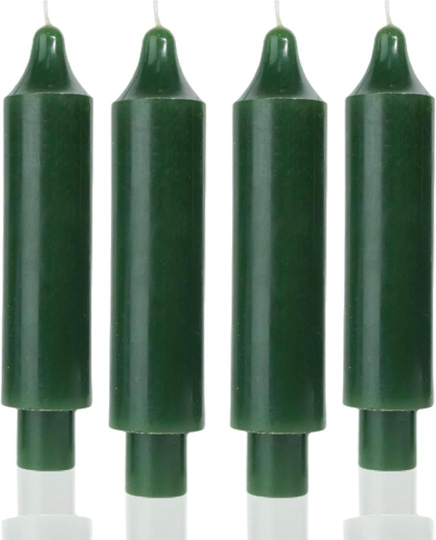 MAITREYA Short Taper Candle Candlesticks Dripless Dinner Candle for Wedding Party Decoration Home Dinner,6.5inch,4 Pack,Dark Green