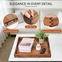 Joy&Grace Acacia Wood Ottoman Tray with Handles 20" x 20" | Large Acacia Wooden Serving Tray for Coffee Table Living Room, Breakfast in Bed, Food Dinner, Kitchen, Couch (Color Natural)