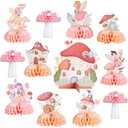12PCS Fairy First Birthday Decorations, Fairy Honeycomb Centerpieces Decorations, Mushroom Birthday Party Table Decorations, Mushroom Party Decorations for Baby Shower Girls Fairy Party Decor