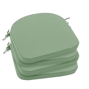 Outdoor Chair Cushions Set of 4: Waterproof & Fade Resistant Patio Furniture Cushions - 18.5 x 16 x 2 Inch Non Slip Round Corner Seat Cushion Pads with Removable Cover for Garden Yard Lawn, Sage Green