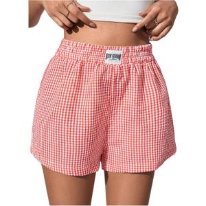 WDIRARA Women's Cheetah Print Shorts High Waisted Straight Leg Summer Leopard Boxer Shorts (L)