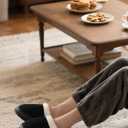 SHIBEVER Fuzzy Slippers Women Indoor: Memory Foam Warm House Shoes - Slip On Closed Toe Comfy Bedroom Slippers Women (6.5-7, 73-black)