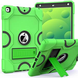 for iPad 9th Generation Case, iPad 8th 7th Generation Case, iPad 10.2 Inch 2021/2020/2019 Case, Heavy Duty Rugged Shockproof Protective Cover with Kickstand Green