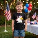 Boys 4th of July Shirt Girls Kids 250 Anniversary USA Shirts 1776 American Flag T-Shirt Patriotic Tops 2-8T (Black)