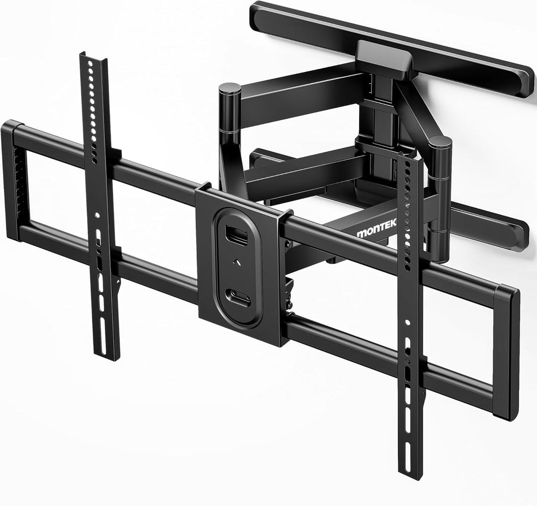 monTEK Full Motion TV Wall Mount for 43"95" TVs, Pre-Assembled & up to150lbs, Heavy Duty TV Mount Bracket with Tool-Free Tilt/Swivel/Extension, Max VESA 800x400, Fits 16"/18" Studs, HW1242BK