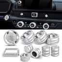 for Honda Civic 2022-2026 Accessories, CRV 2023-2026 & Acura Ingetra 2023-2025 (Fit 9" Screen/ 1 Audio Knob), 11pcs Knob Cover Kit - Hazard Light, Push Start, Audio, AC & Air Vent (Bling)