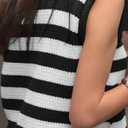 Locachy Women's Gold Button Down Striped Sweater Vests Crew Neck Sleeveless Knit Crop Tank Tops Black XL