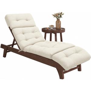 EverPine Outdoor Chaise Lounge Chair Cushion 74.4 x 22.8 x 4.7 Inch, Patio Lounge Chair Replacement Cushion with Ties, Thick Cotton Pool Recliner Cushion for Outdoor Furniture (Beige), Standard