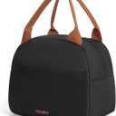 TOURIT Womens Insulated Lunch Bag Thermal Reusable Tote for Work Picnic, (Dark Black)
