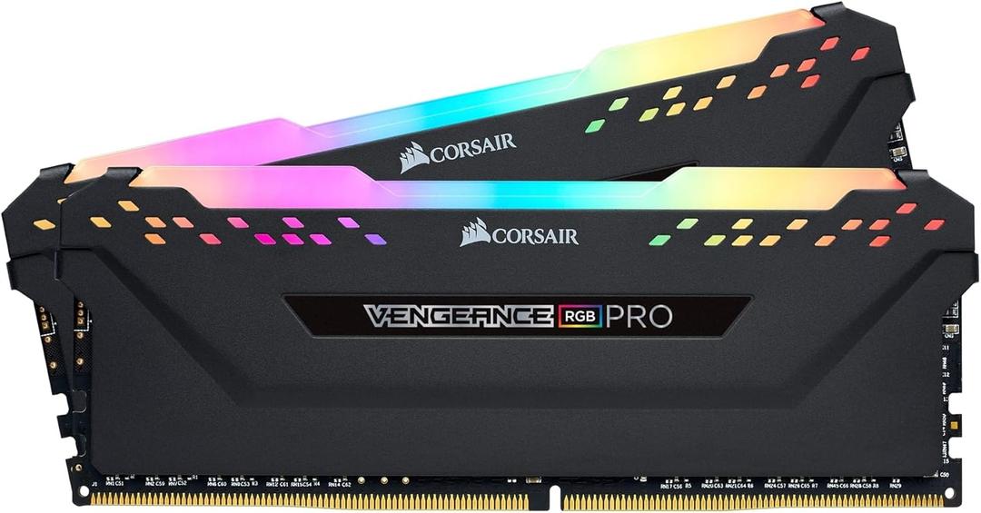 CORSAIR VENGEANCE RGB PRO DDR4 RAM 16GB (2x8GB) 3200MHz CL16-18-18-36 1.35V Intel AMD Desktop Computer Memory - Black (CMW16GX4M2C3200C16)