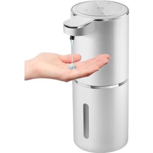 Automatic Liquid Soap Dispenser,4-Level Adjustable, Wall Mount,USB Rechargeable,12.8oz/ 380ml,Touchless Hand & Dish Soap Dispenser for Bathroom, Kitchen,Hotel, Restaurant (Silvery)