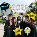 5 x 2026 Graduation Balloons Silver 2026 Balloon Congrats Balloons Graduation Cap Balloon for Graduation Decorations Class of 2026