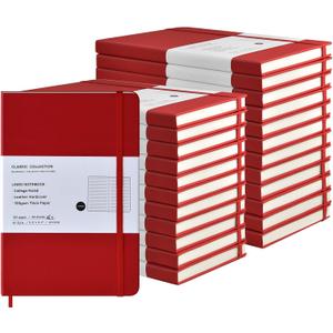 Coopay 24 Pack A5 Journal Notebooks Bulk, 160 Pages, 100GSM Thick Paper, 8.3 x 5.5 inch Hardcover Lined Leather Journals for Writing Office School Business,Bulk Notebook for Work Men Women (Red