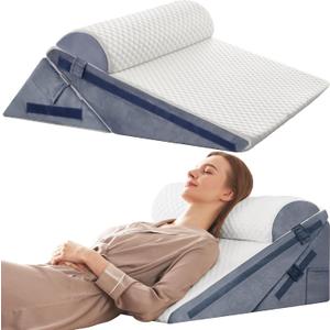Simpledad 3PCS Wedge Pillow, Orthopedic Wedge Pillow for Acid Reflux, Back Pain Relief, Cooling Memory Foam Top, Bed Wedge Pillows for Headboard, Sleeping, Snoring, Back Support, After Surgery.
