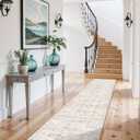 2'6x12 Washable Hallway Runner Rug - Vintage Kitchen Rugs with Non Slip Backing Low Pile Stain Resistant Carpets for Living Room Bedroom Entryway Soft Floor Mat for Laundry 2.6x12 Beige Brown