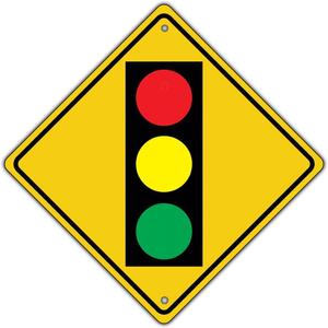 Traffic Light Ahead with Symbol Crossing Metal Aluminum Road Sign 12x12