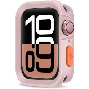 Rugged Case Compatible with Apple Watch Case 46mm Series 11/10, Soft Flexible TPU Shockproof Protective Bumper Cover for iWatch 46mm, Pink