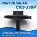 C105-238PB Pump Impeller for Pentair Sta-Rite Inground Pool and Spa Pump for Max-E-Glas Pumps, 1-1/2 HP Up-Rated Impeller