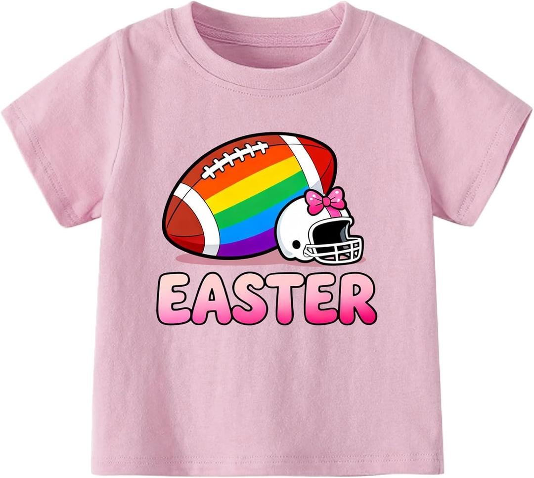 Girls Easter Shirts Kids Cotton Graphic Tees Casual T-Shirts 3-7 Years