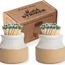 Demi's Home Match Striker - Set of 2 - White - (Matches Not Included) - Ceramic Match Holder with Striker