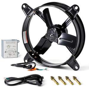 Criditpid 14" Gable Mount Vent Attic Fan, Exhaust Ventilation Fan with Adjustable Thermostat for Gable, Home, Shed, Garage, Portable Building, 1510RPM, 1239CFM, 1850 sq.ft Coverage Area.