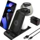 3 in 1 Wireless Charging Station for Google Pixel Watch 3/2 Charger, 10/10 Pro/10 Pro XL/9/9 Pro/9 Pro XL/8/7, Buds Pro 2,Multiple Devices Fast Charger Station (Not for Pixel Watch 4/1) (Black)