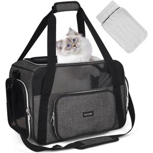 BAGLHER Pet Travel Carrier, Cat Carriers Dog Carrier for Small Medium Cats Dogs Puppies, Airline Approved Small Dog Carrier Soft Sided, Collapsible Puppy Carrier. Grey