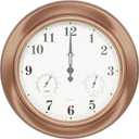 Pure Garden Indoor Outdoor Clock Thermometer Combo - Waterproof Outdoor Wall Clock with Temperature and Humidity - Silent Battery Operated Quartz Clock for Bathroom Patio or Pool, Large