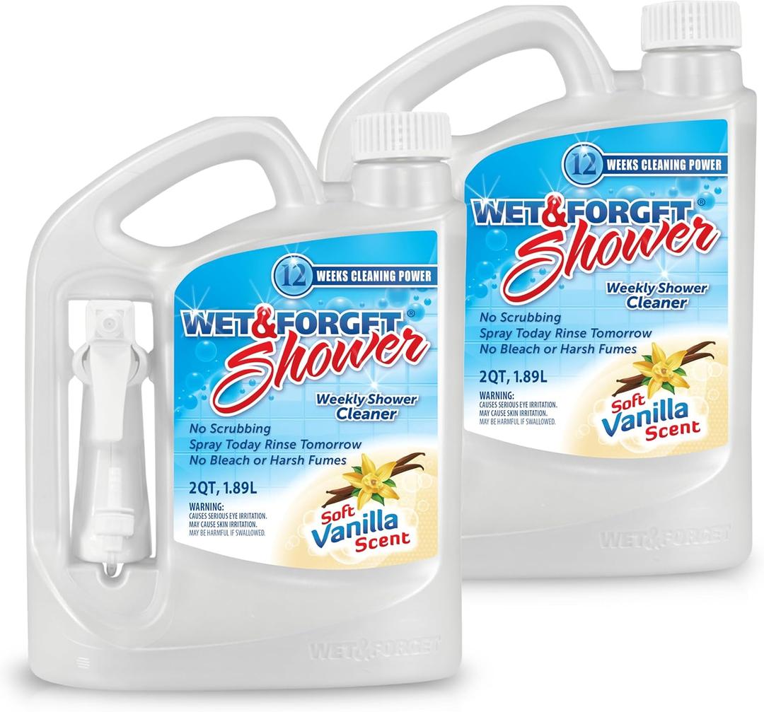 Wet & Forget Shower Cleaner Weekly Application Requires No Scrubbing, Bleach-Free Formula, Ready to Use, Vanilla Scent, 64 Fluid Ounces 2 Pack