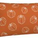 AEIOAE Fall Pillow Covers 12x20 Inch Set of 2,Burnt Orange White Pumpkin Throw Pillows Case,Autumn Outdoor Decorative Square Linen Farmhouse Harvest Decor Cushion Covers for Home Sofa Bed Couch