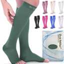 Doc Miller Open Toe Compression Socks, 20-30 mmHg, Toeless Compression Sleeves for Legs, Knee High Stockings for Shin Splints, Varicose Veins, Travel, Calf Support & Muscle Recovery, Men & Women, Pair,XL