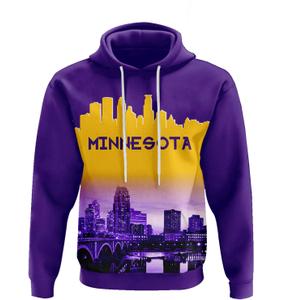 City Night View Silhouette Skyline Football Hoodie Gift for Men Football Sweatshirt Pullover Top Long Sleeve Hoodie (Medium, Purple-yellow)